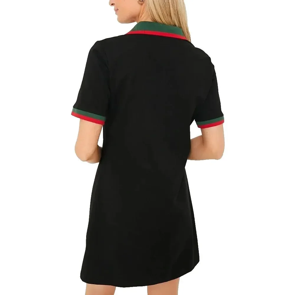 Tuckernuck Hutton Polo Dress XL Black Red Green Cotton Short Sleeve Pockets